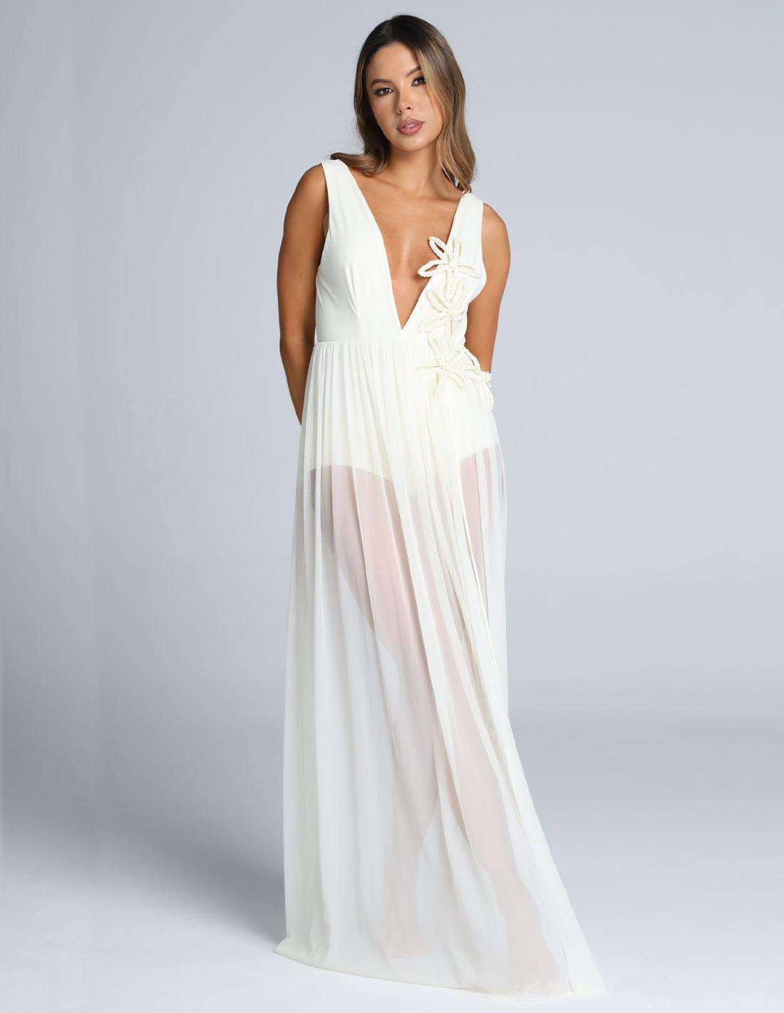 Vestido Flower Marfil