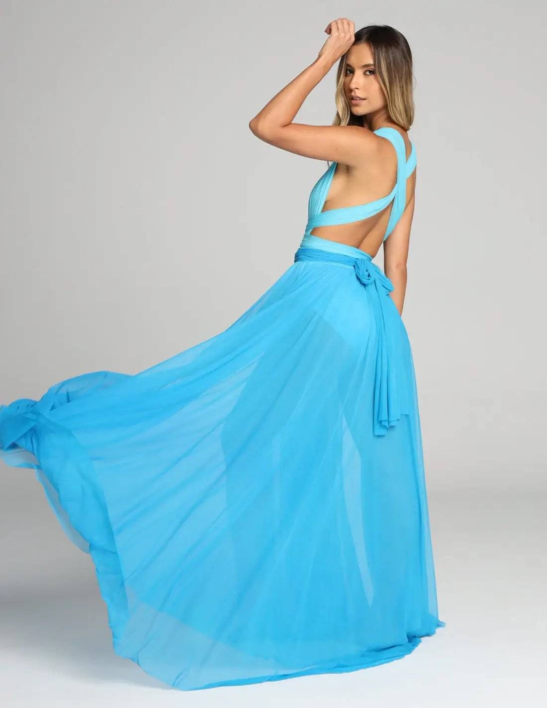 Vestido Hydra Faded Blue. Vestido Color Faded Blue. Entreaguas