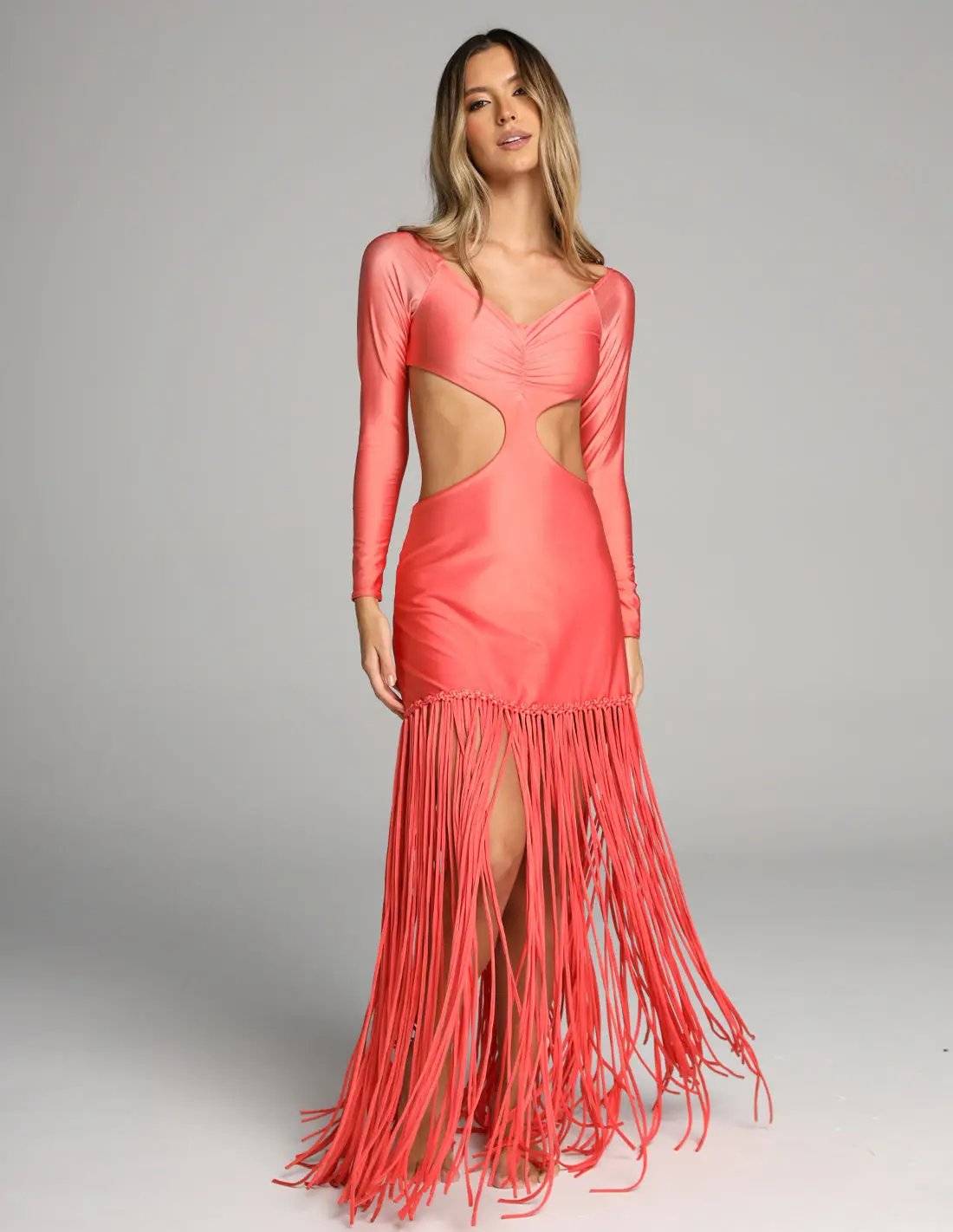 Vestido Aloha Salmon Flower. Vestido Color Salmon Flower. Entreaguas
