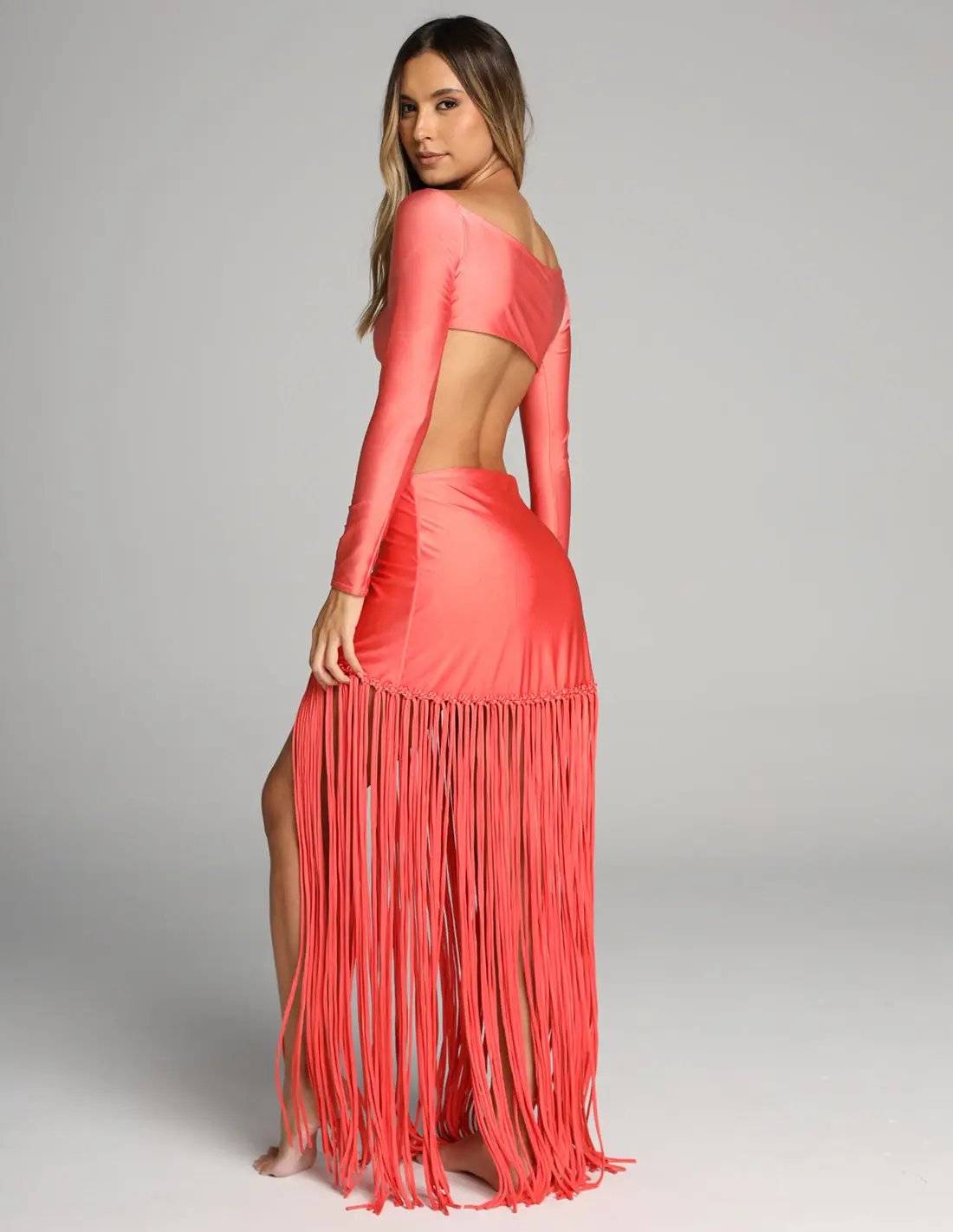 Vestido Aloha Salmon Flower. Vestido Color Salmon Flower. Entreaguas