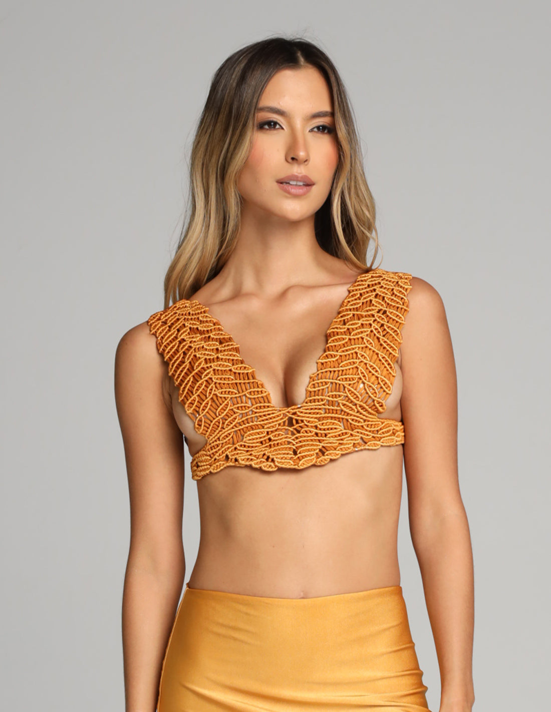 Crop Top Crystal Gold Mustard
