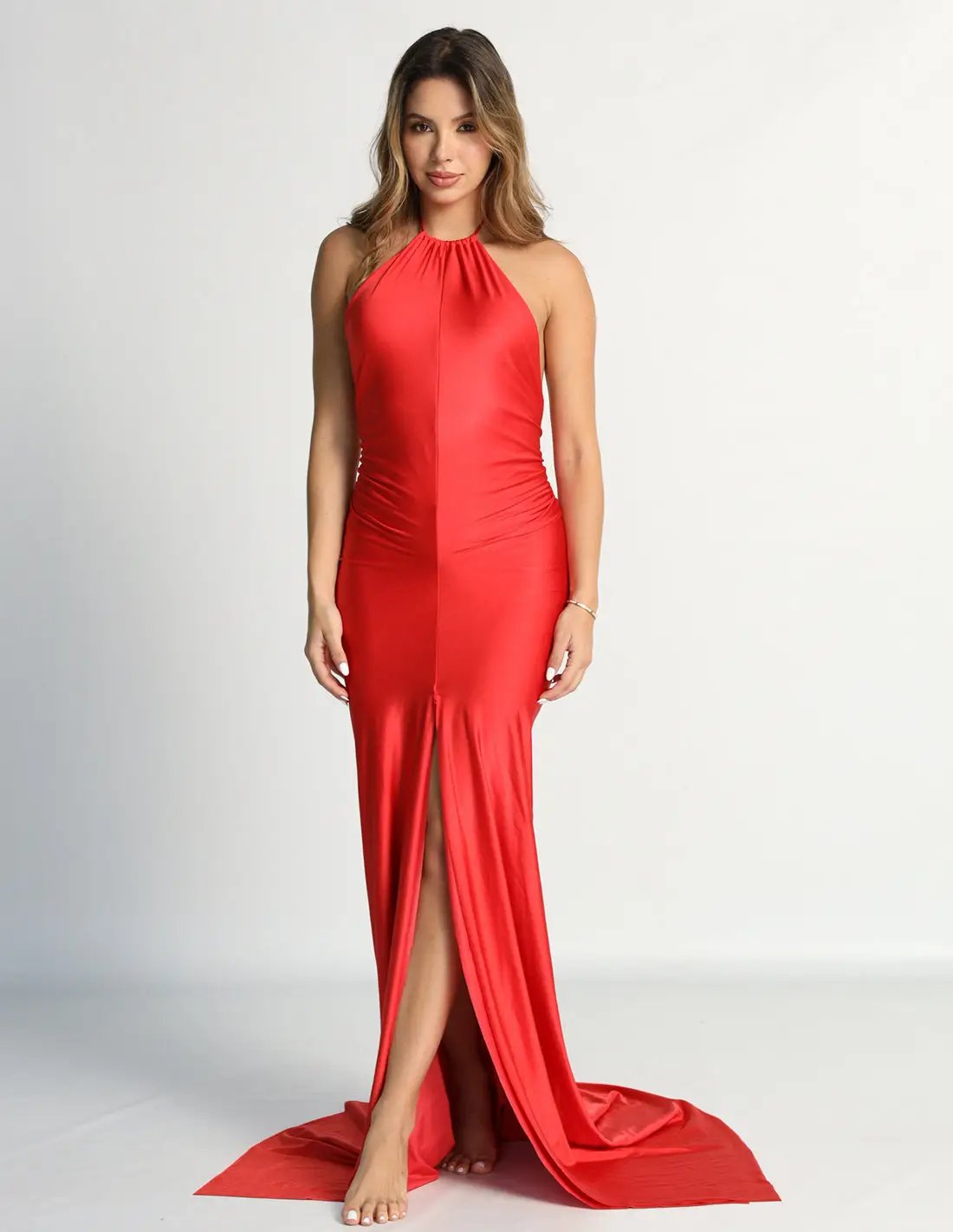 Vestido Juniper Tomatoe. Vestido Teñido A Mano Color Tomatoe. Entreaguas
