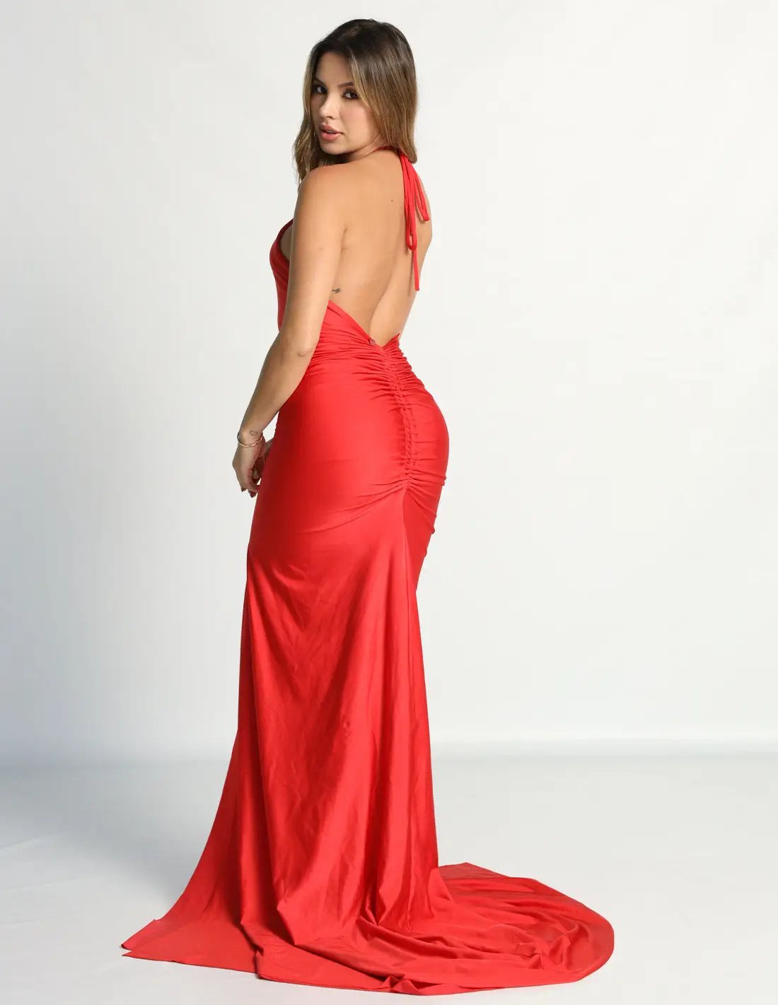 Vestido Juniper Tomatoe. Vestido Teñido A Mano Color Tomatoe. Entreaguas