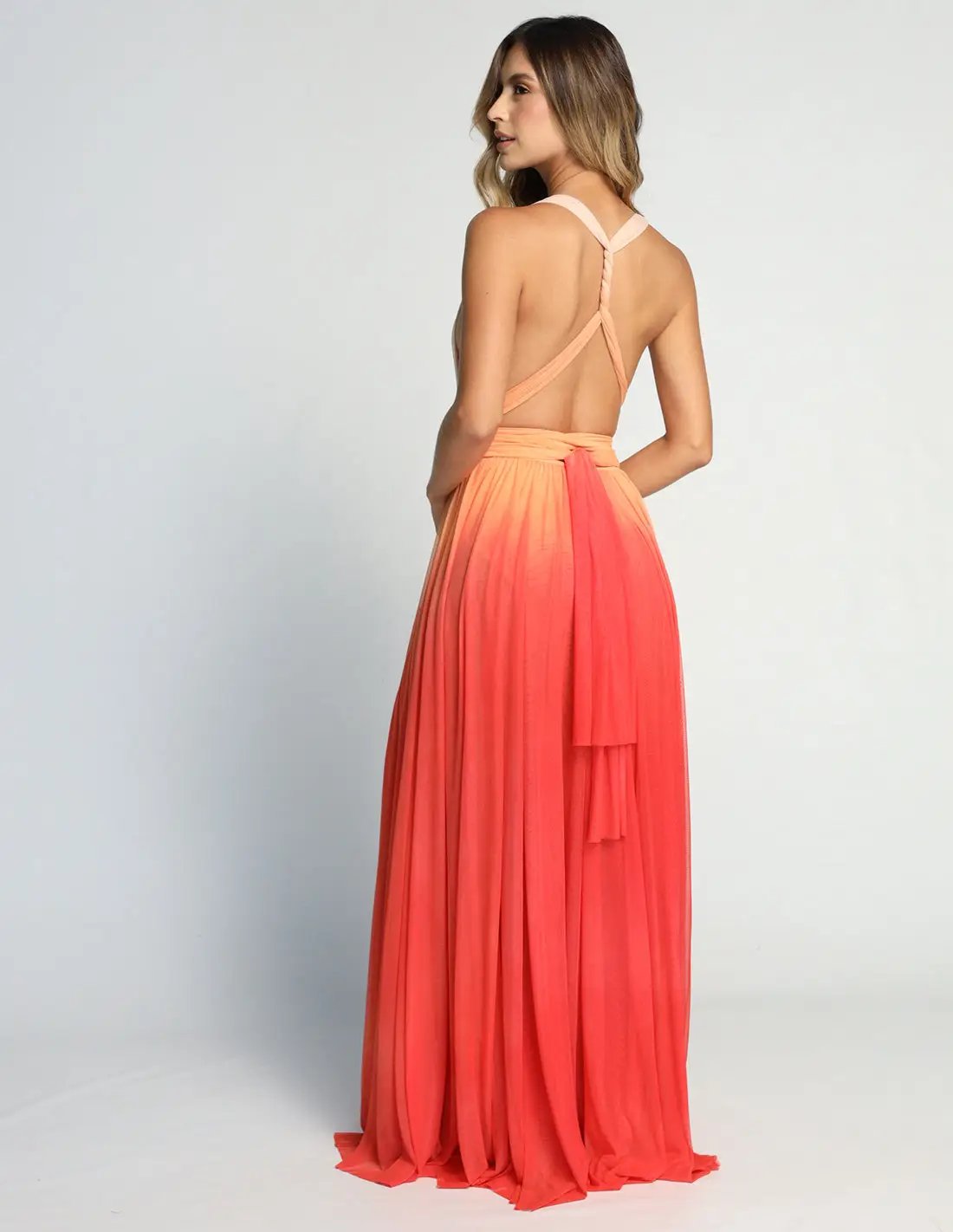Vestido Hydra Yellow + Salmon + Tomatoe. Vestido Teñido A Mano Color Yellow + Salmon + Tomatoe. Entreaguas