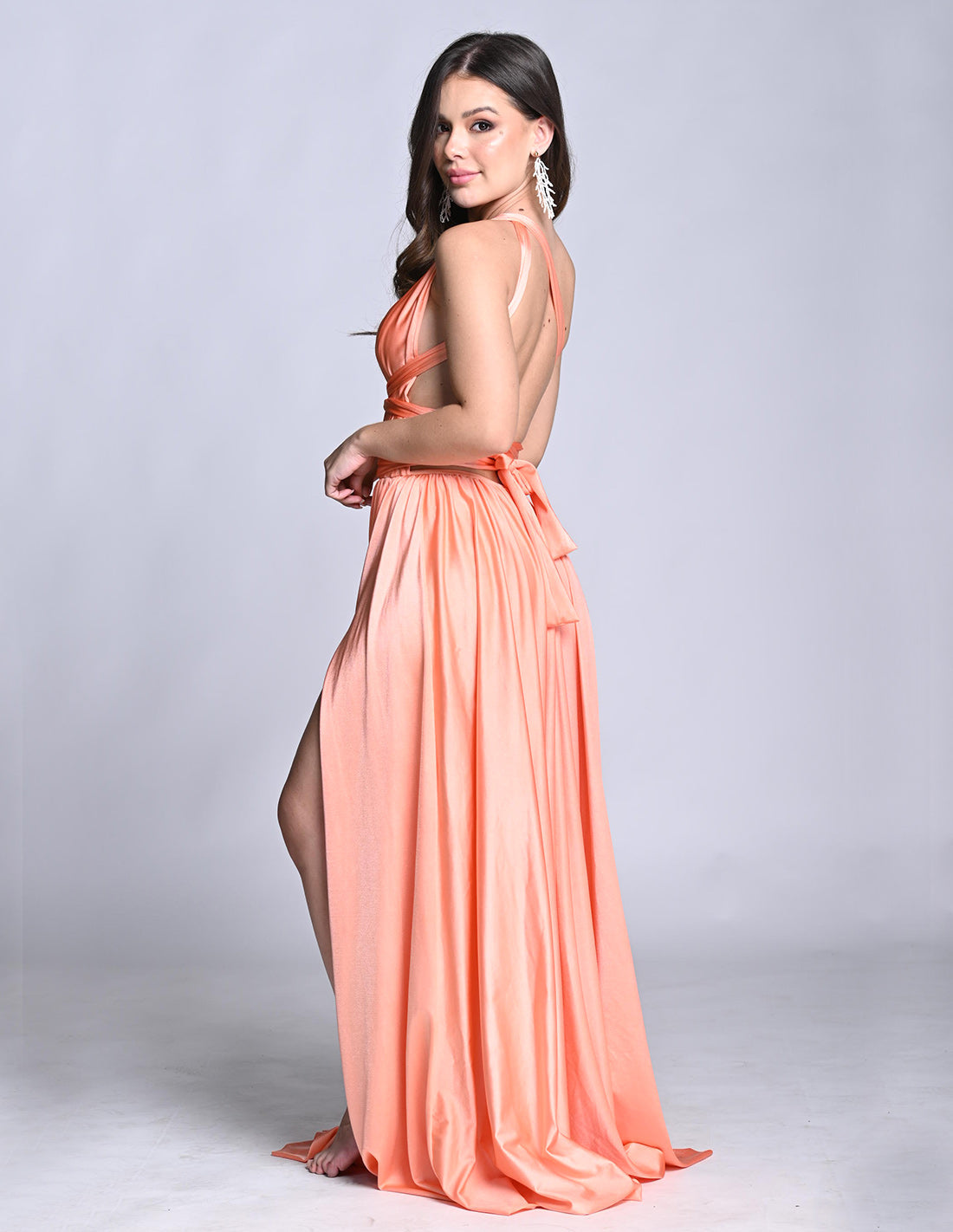 Vestido Plutón Salmon. Vestido Teñido A Mano Color Salmon