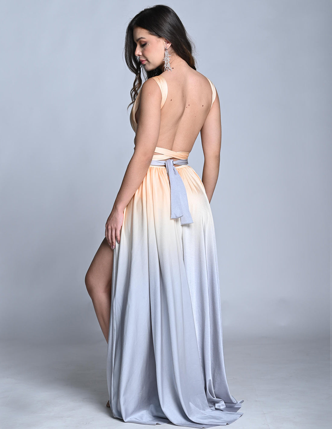 Vestido Plutón Vanilla + Gray Light. Vestido Teñido A Mano Color Vanilla + Gray Light
