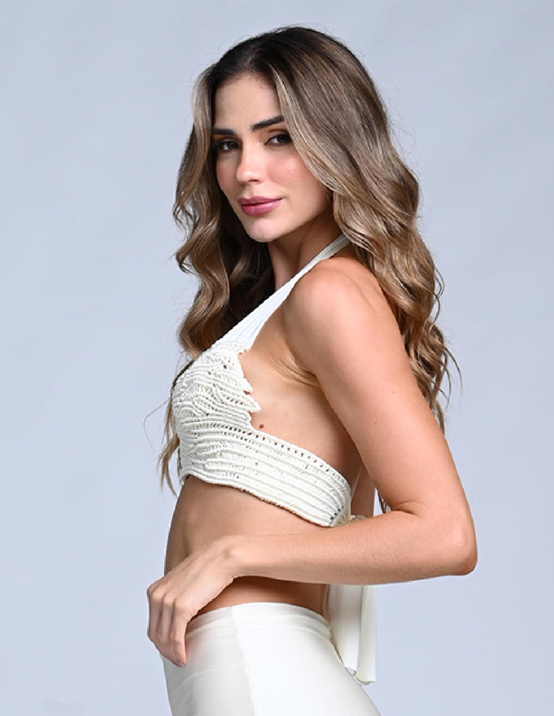 Top Onna Marfil. Bikini Top Con Macramé Color Marfil