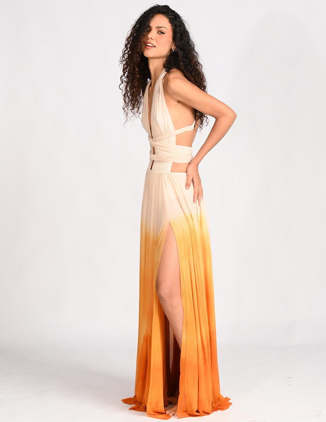 Vestido Hydra Nude + Thai. Vestido Teñido A Mano Color Nude + Thai