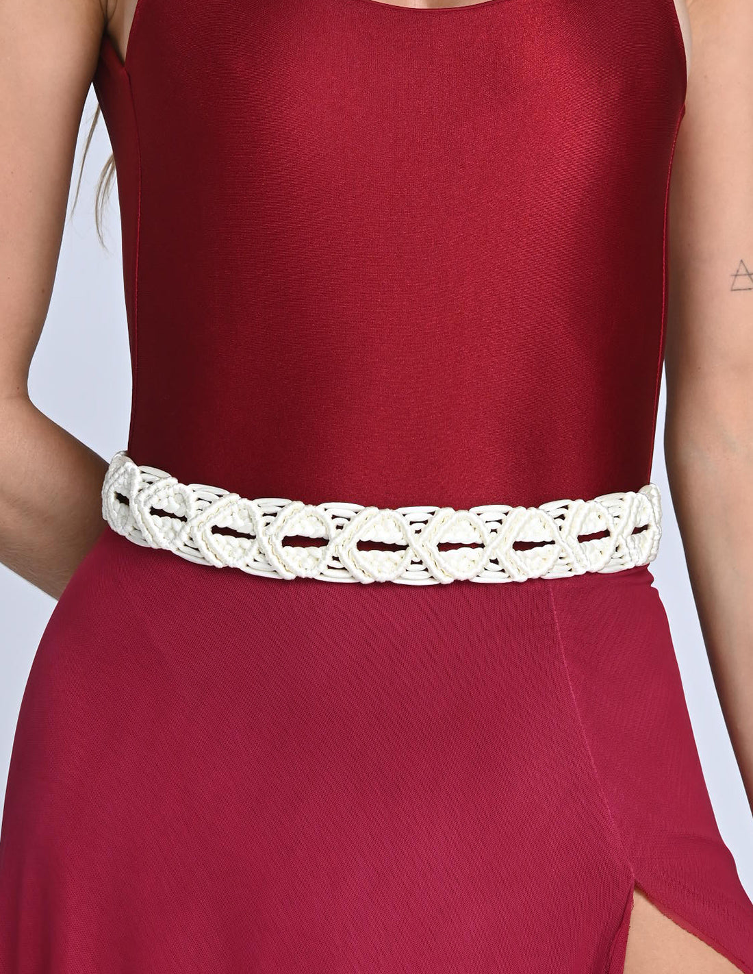 Cinturon Asha Marfil. Cinturon Con Macramé Color Marfil