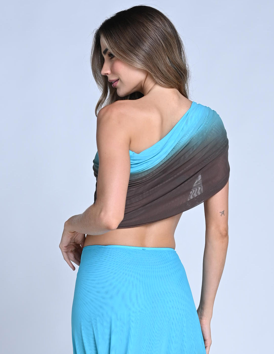 Blusa Noia Turquoise + Brown. Blusa Teñido A Mano Color Turquoise + Brown