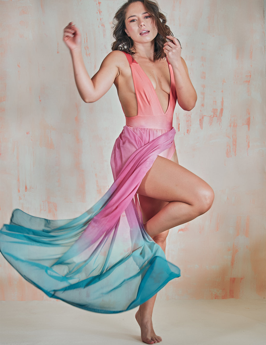 Vestido Coralito Uyuni Thermas. Vestido Teñido A Mano Color Uyuni Thermas