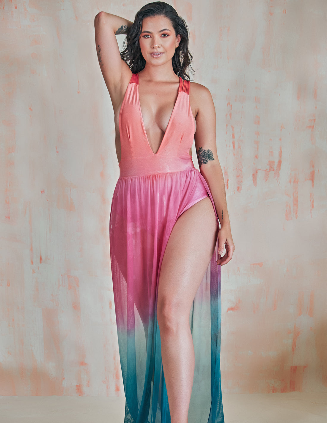 Vestido Coralito Uyuni Thermas. Vestido Teñido A Mano Color Uyuni Thermas