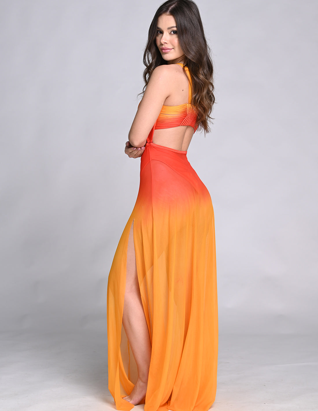 Falda Mind Orange + Red. Falda Teñido A Mano Color Orange + Red