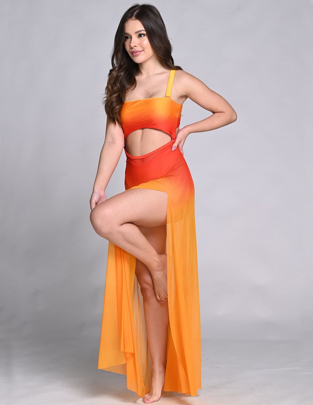 Falda Mind Orange + Red. Falda Teñido A Mano Color Orange + Red