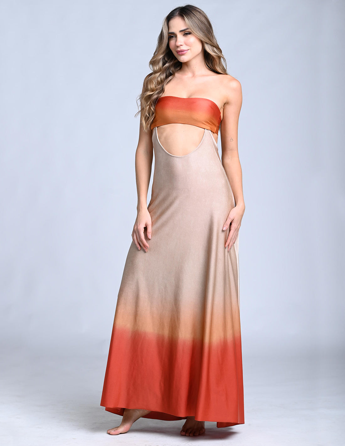 Falda Cartagena Sand + Orange + Red. Falda Teñido A Mano Color Sand + Orange + Red
