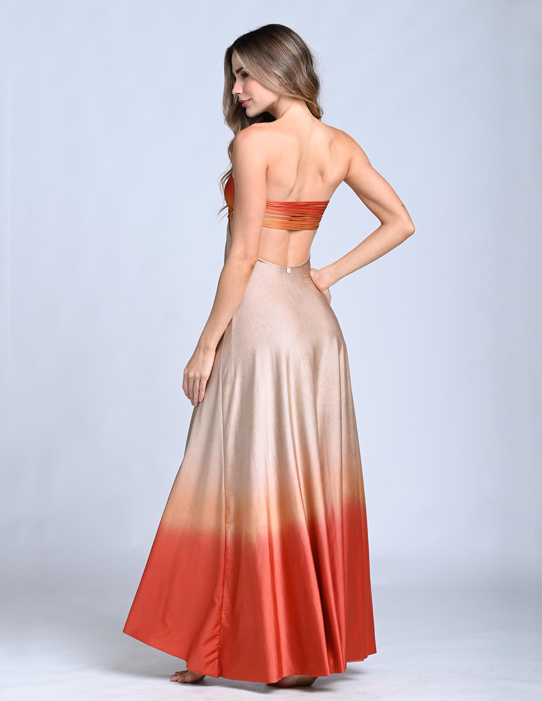 Falda Cartagena Sand + Orange + Red. Falda Teñido A Mano Color Sand + Orange + Red