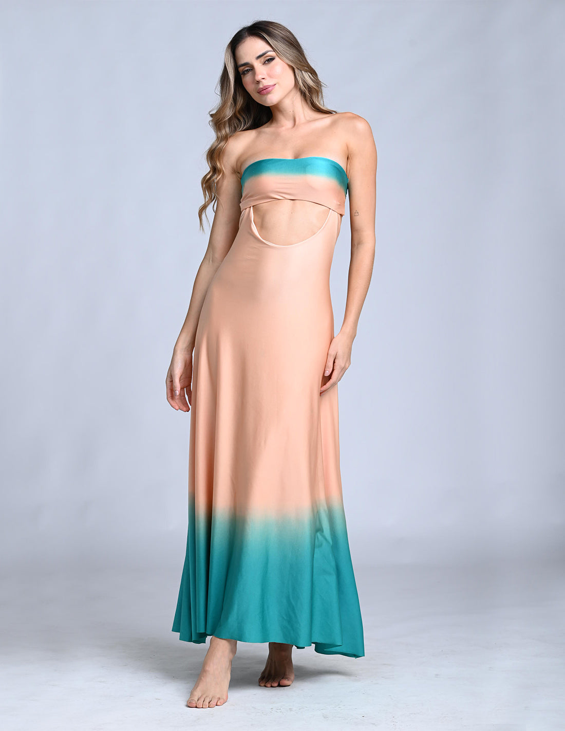 Falda Cartagena Soft Pink + Turquoise. Falda Teñido A Mano Color Soft Pink + Turquoise