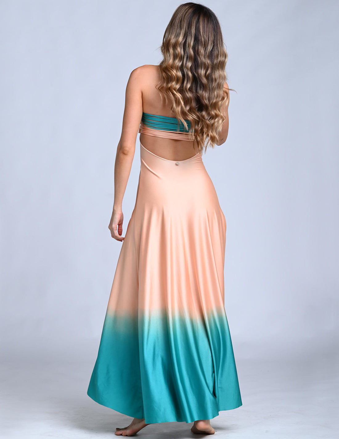 Falda Cartagena Soft Pink + Turquoise. Falda Teñido A Mano Color Soft Pink + Turquoise