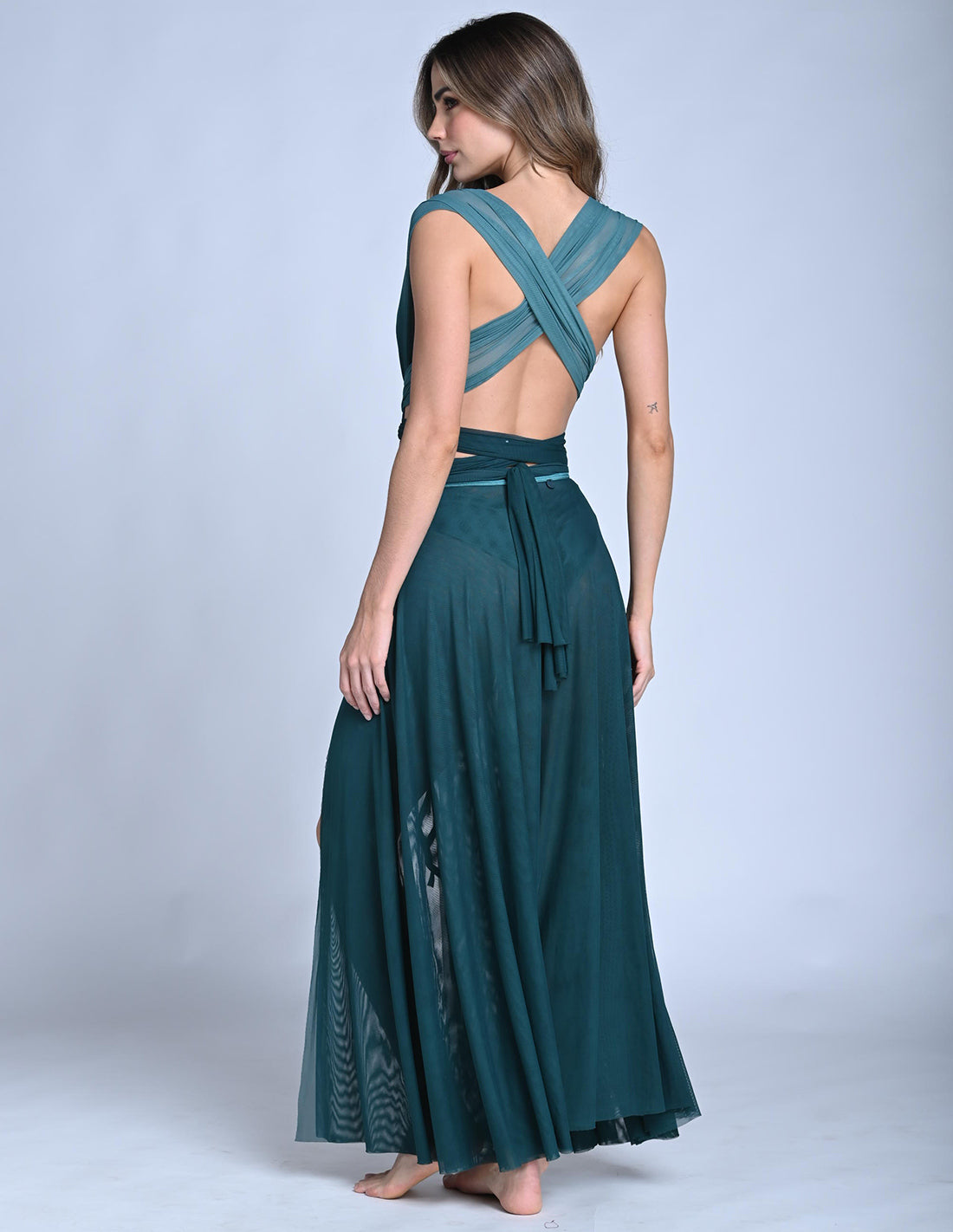 Falda Suri Boreal Green. Falda Teñido A Mano Color Boreal Green