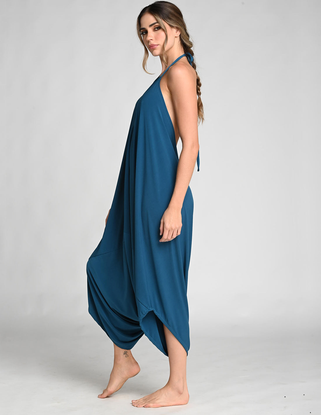 Jumpsuit Moss Oil Blue. Jumpsuit Color Oil Blue