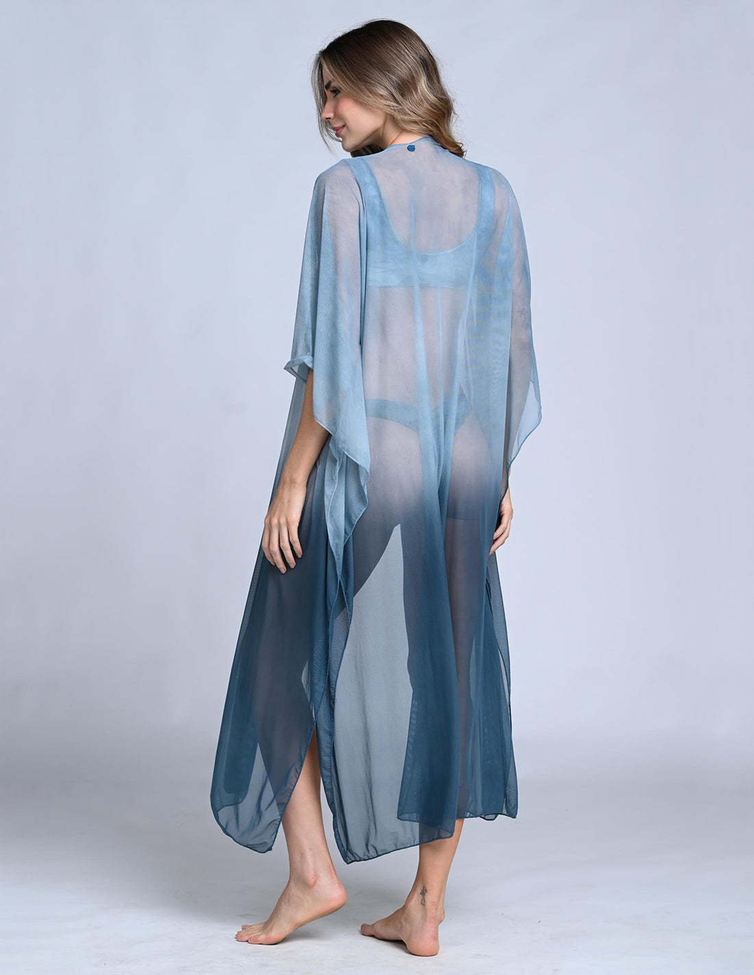 Kimono Fly Faded Dark Green. Salida De Baño Kimono Teñido A Mano Color Faded Dark Green