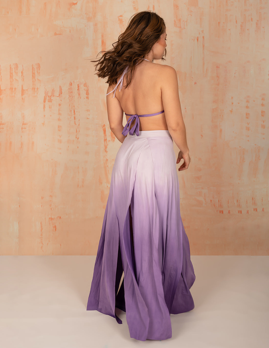 Falda Stripe Mind Purple. Falda Teñido A Mano Color Mind Purple. Entreaguas