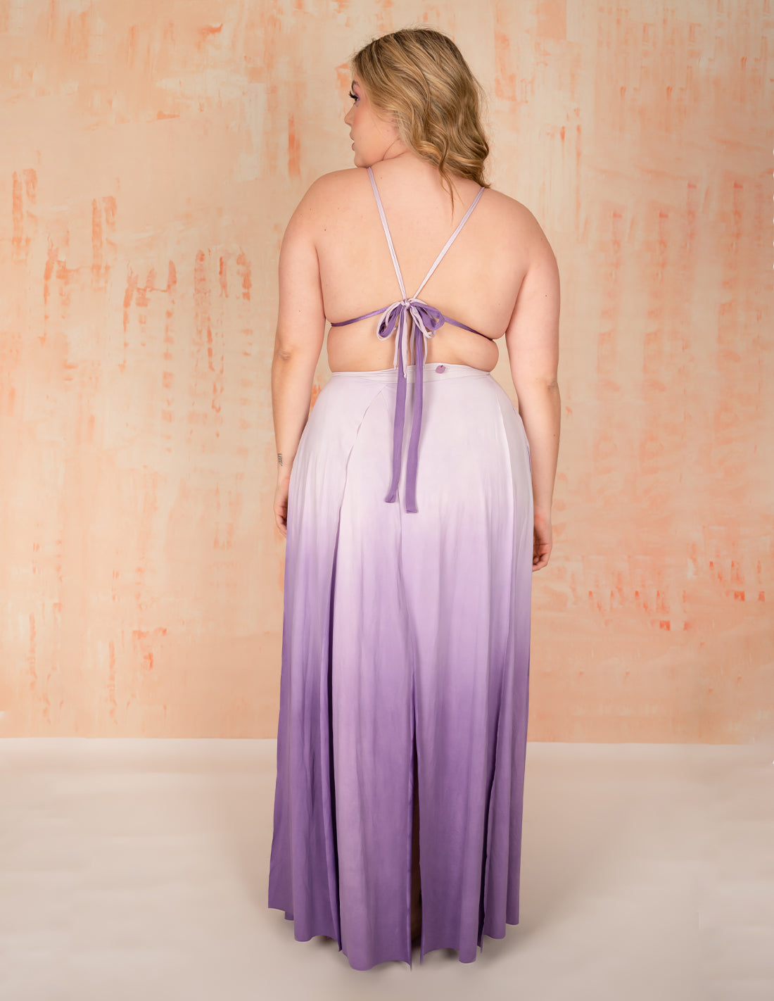 Falda Stripe Mind Purple. Falda Teñido A Mano Color Mind Purple. Entreaguas