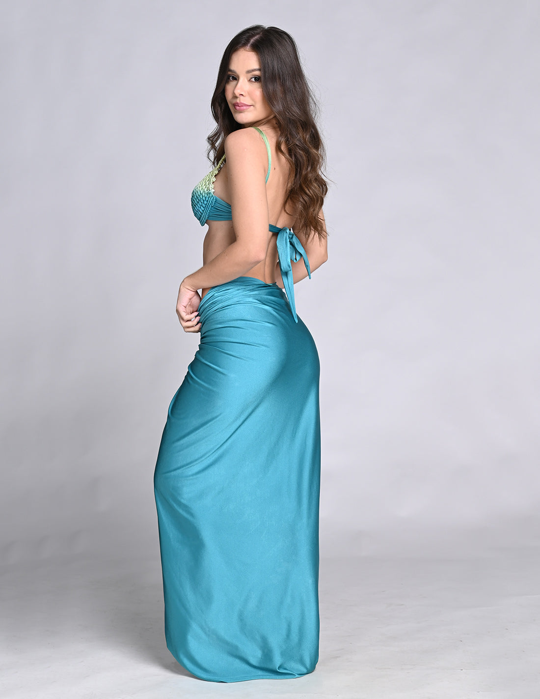 Falda Bay Opal Green. Falda Teñido A Mano Color Opal Green