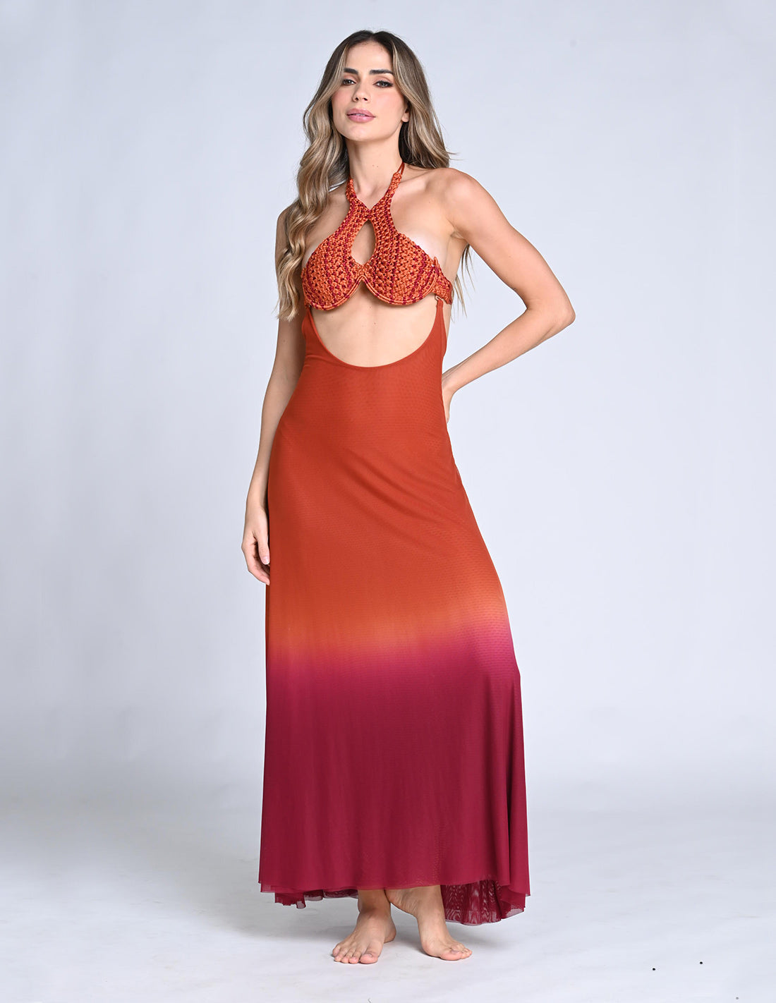 Falda Sairi Burgundy + Ochre. Falda Teñido A Mano Color Burgundy + Ochre