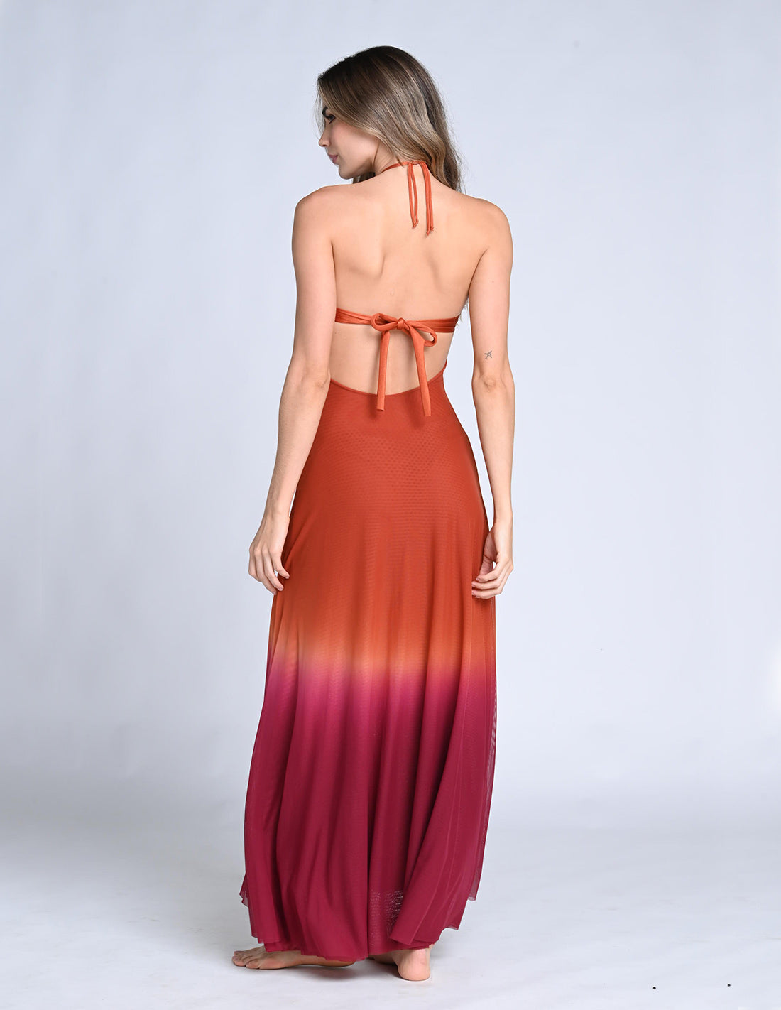 Falda Sairi Burgundy + Ochre. Falda Teñido A Mano Color Burgundy + Ochre