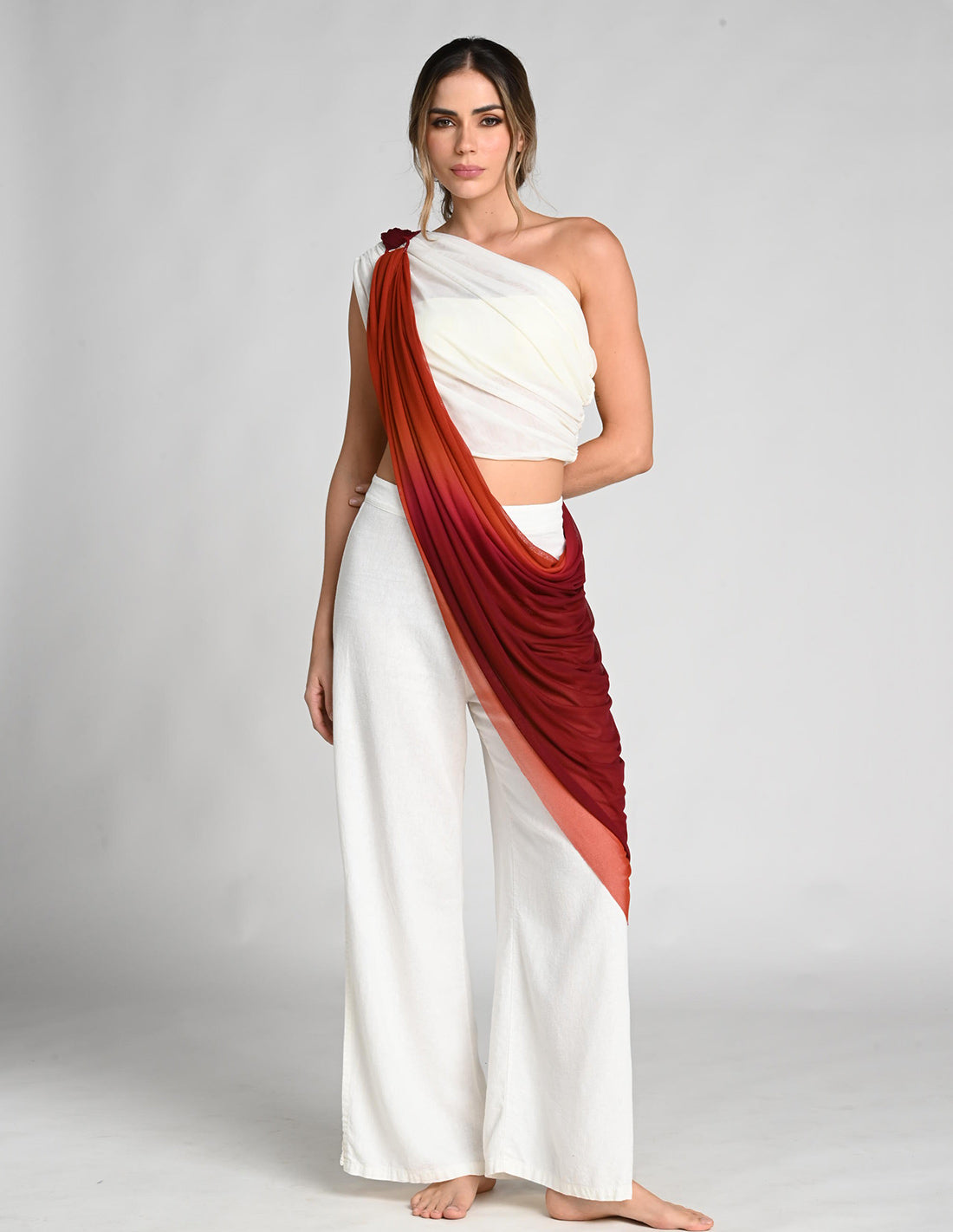 Pashmina Prana Burgundy + Ochre. Pashmina Teñido A Mano Color Burgundy + Ochre