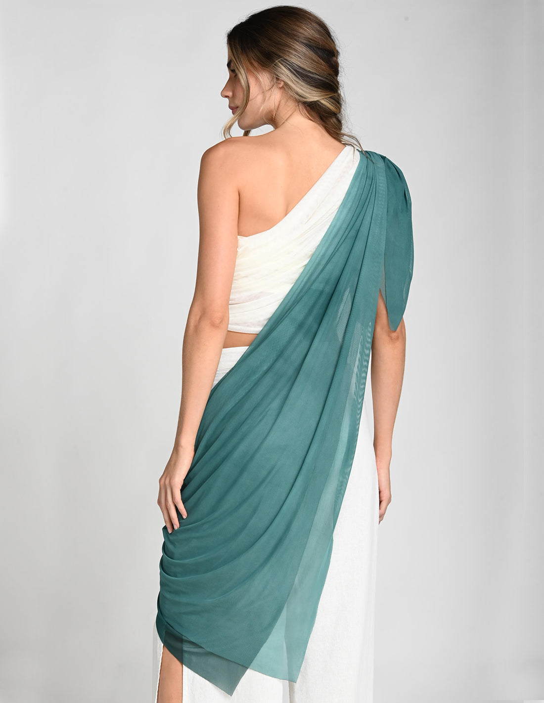 Pashmina Prana Faded Boreal Green. Pashmina Teñido A Mano Color Faded Boreal Green