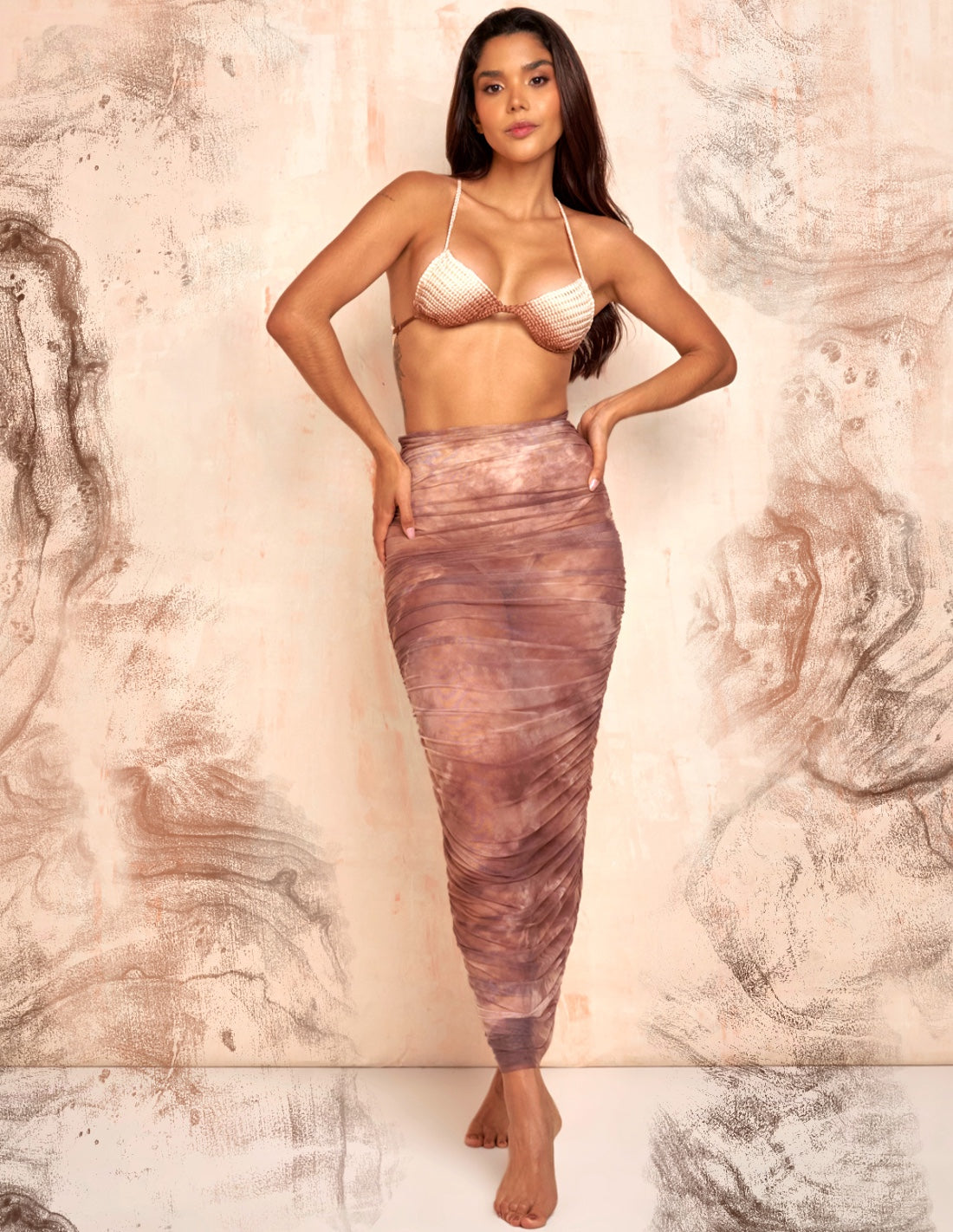 Falda Dunne Spotted Vanilla + Nude + Brown + Black