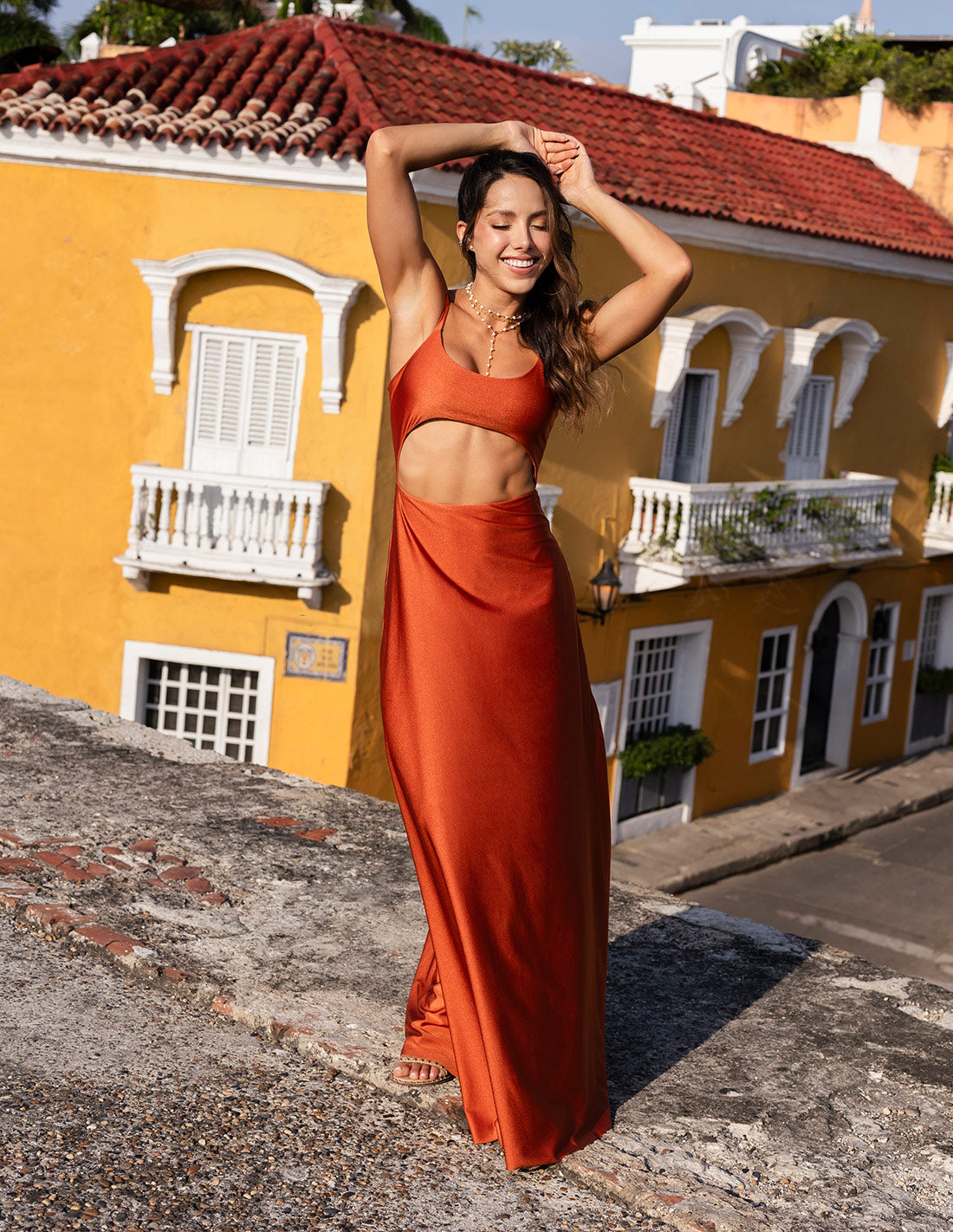 Vestido Marbella Flowers Brown