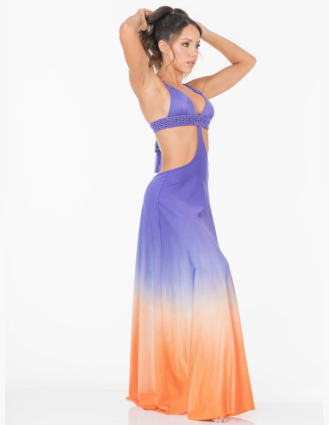 Falda Isla Bright Lilac + Orange. Falda Teñido A Mano Color Bright Lilac + Orange. Entreaguas