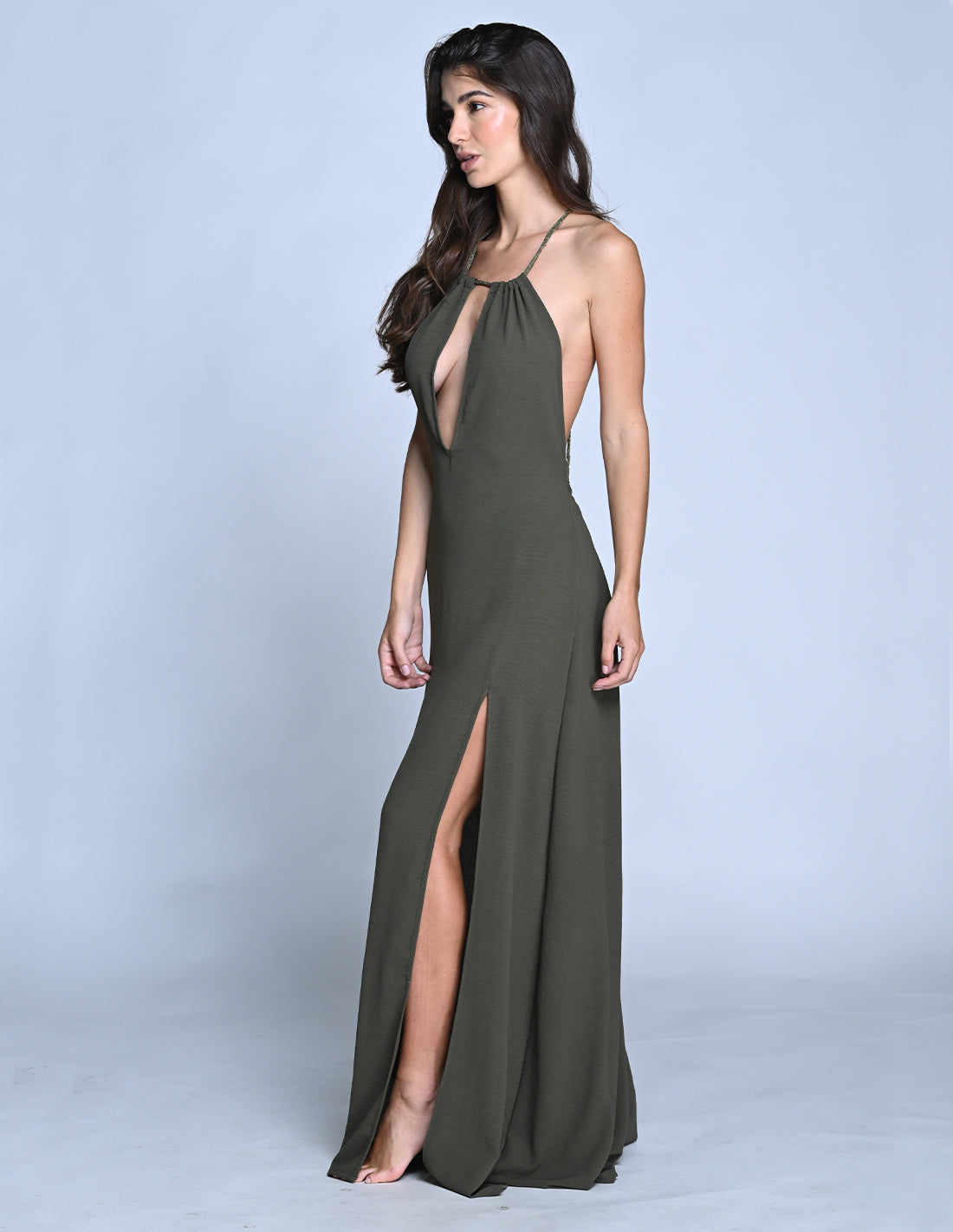 Vestido Amber Military Green. Vestido Color Military Green