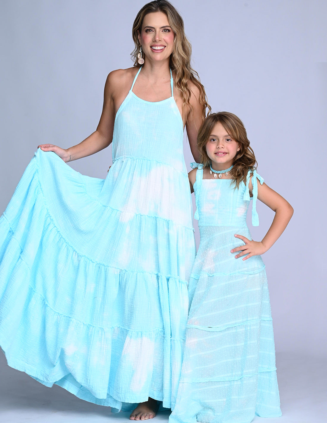 Vestido Solara Spotted Turquoise. Vestido Teñido A Mano Color Spotted Turquoise