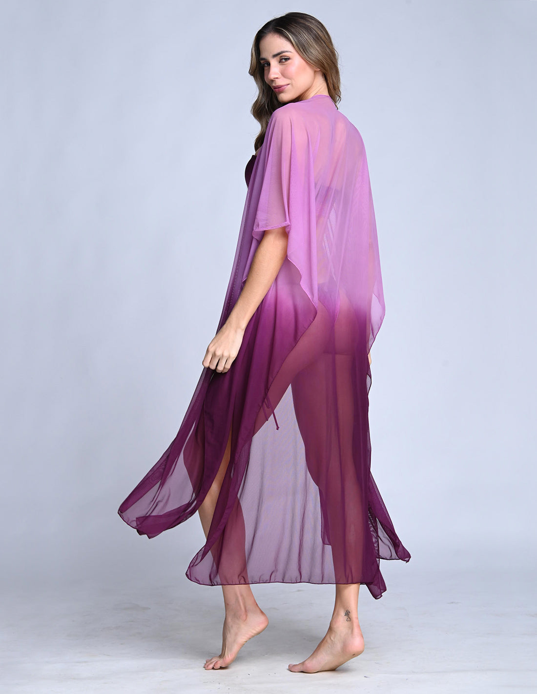 Kimono Fly Faded Violet. Salida De Baño Kimono Teñido A Mano Color Faded Violet