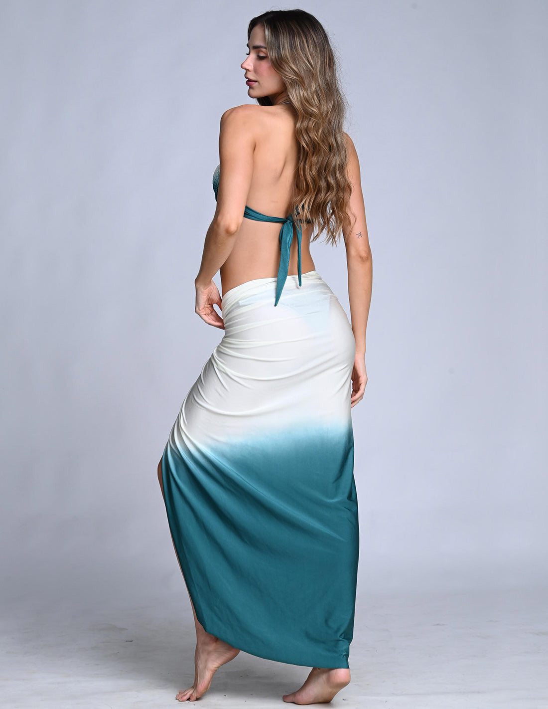 Falda Bay Ivory + Boreal Green. Falda Teñido A Mano Color Ivory + Boreal Green