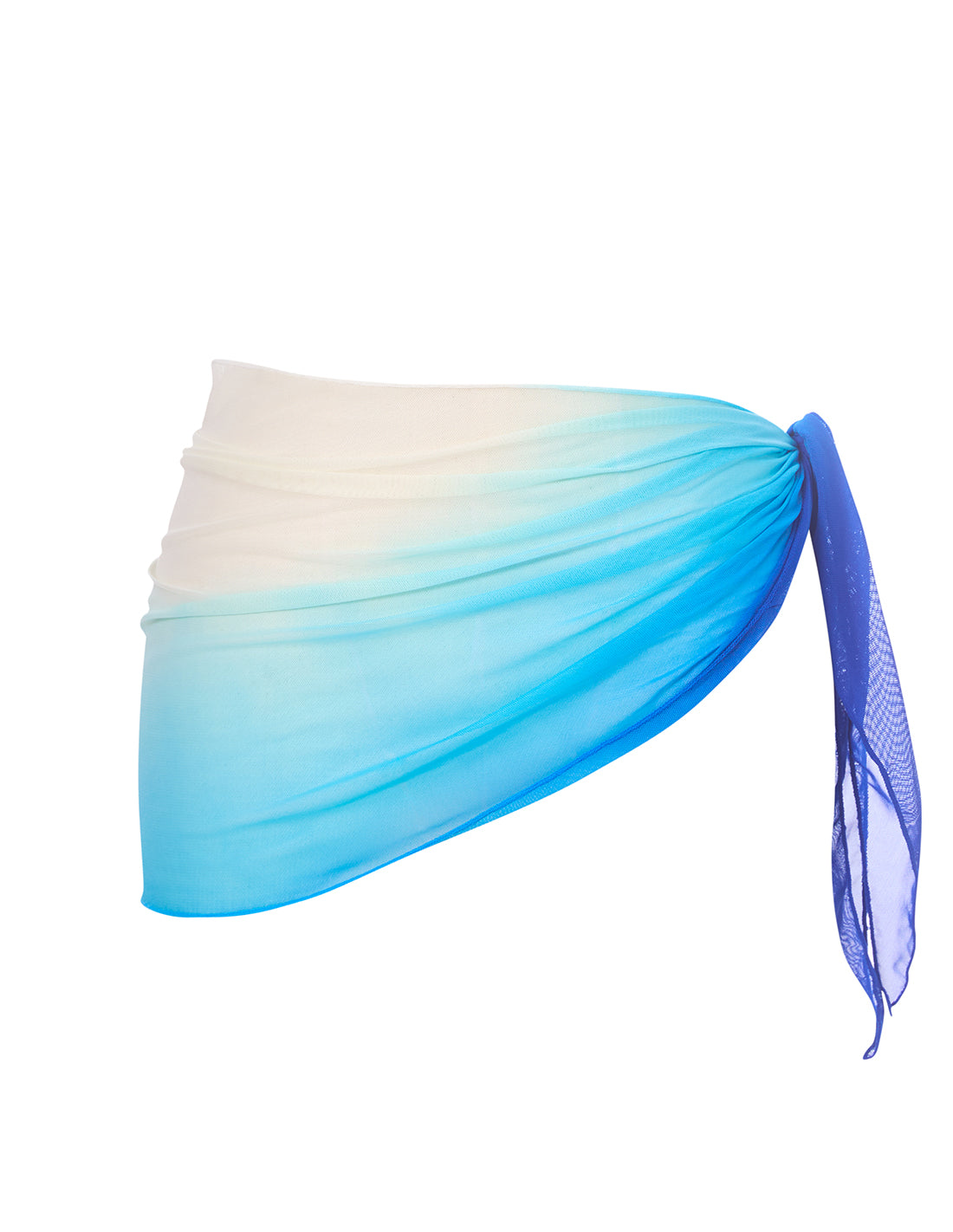 Pareo Loto Ivory + Turquoise + King Blue. Pareo De Playa Teñido A Mano Color Ivory + Turquoise + King Blue