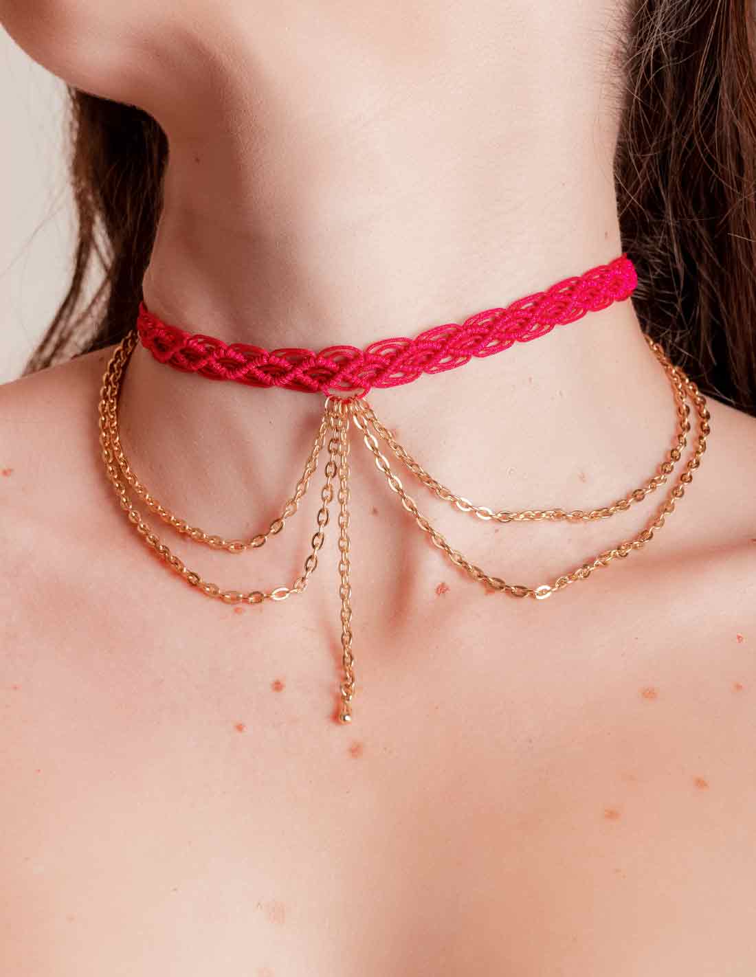 Choker-Liguero Corteza Fucsia