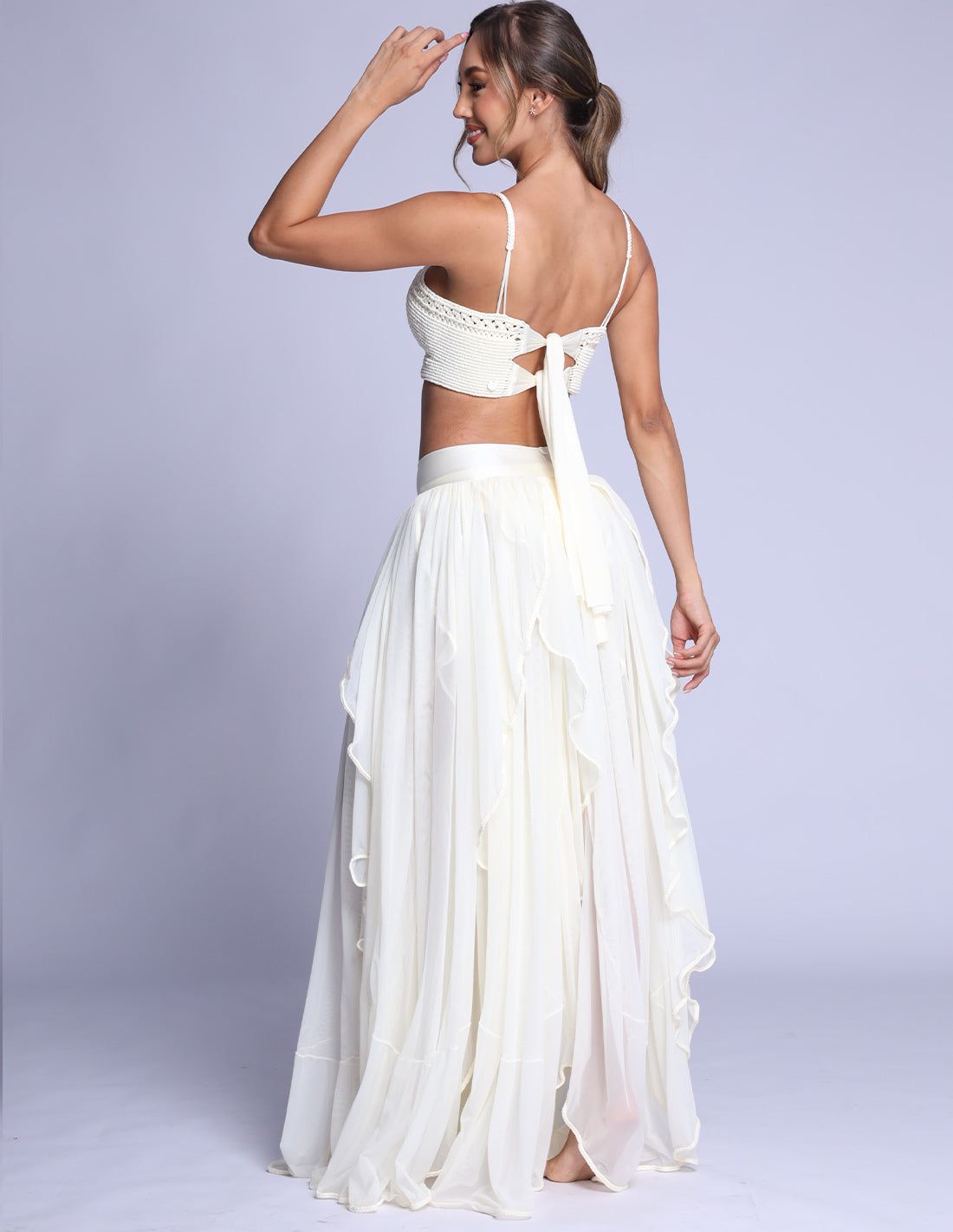 Falda Petalos Marfil