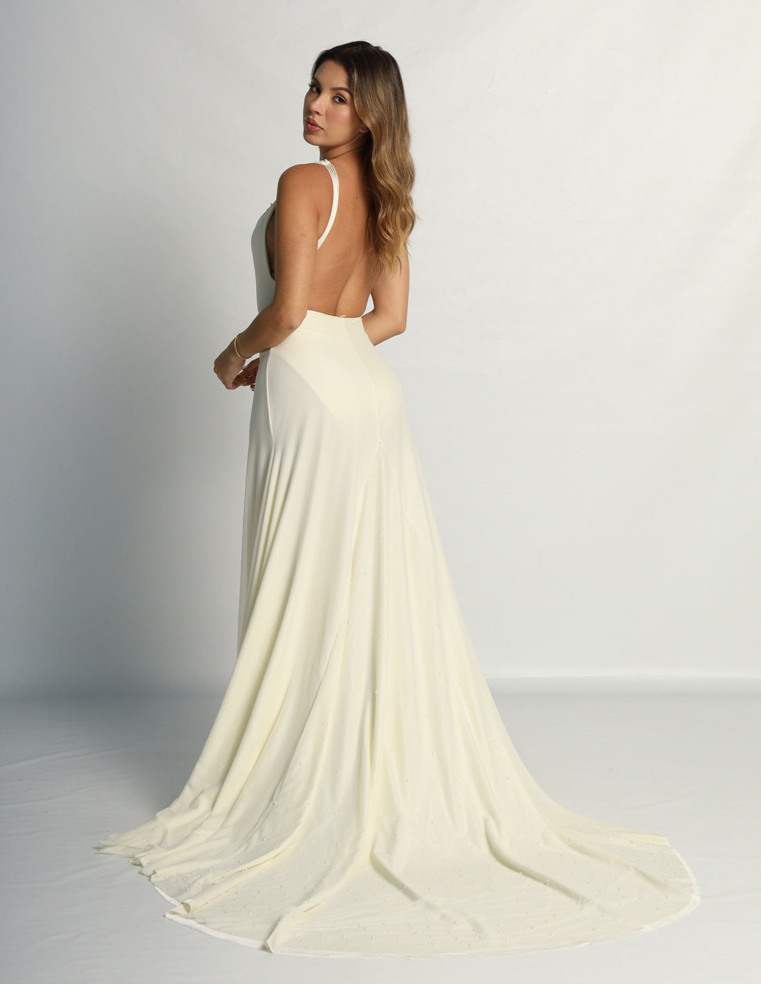 Vestido Petale Con Perlas