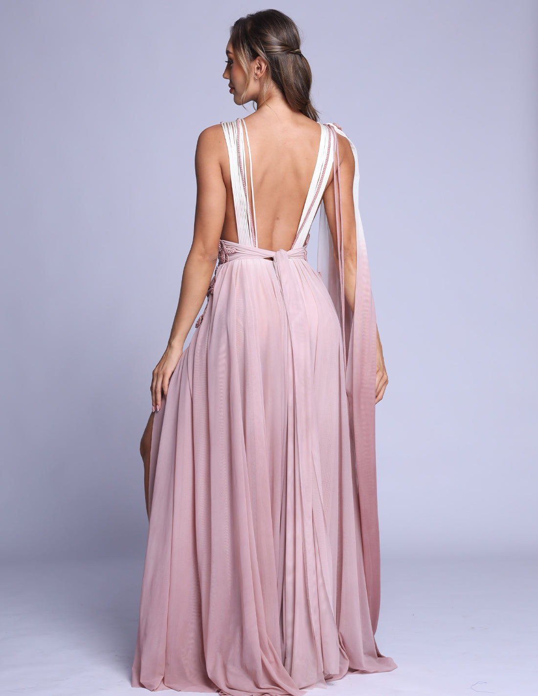 Vestido Copernico Marfil + Coral Blush