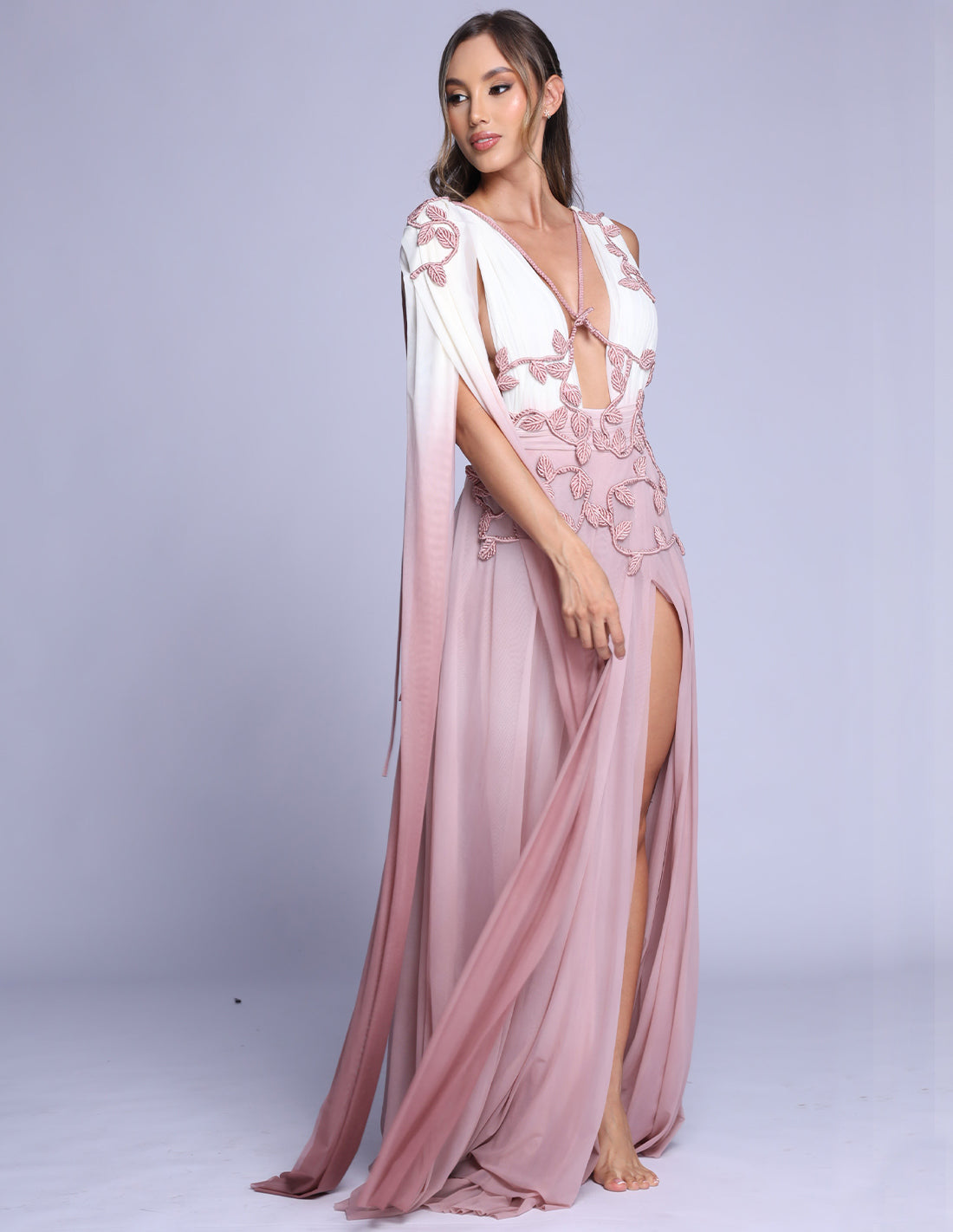 Vestido Copernico Marfil + Coral Blush