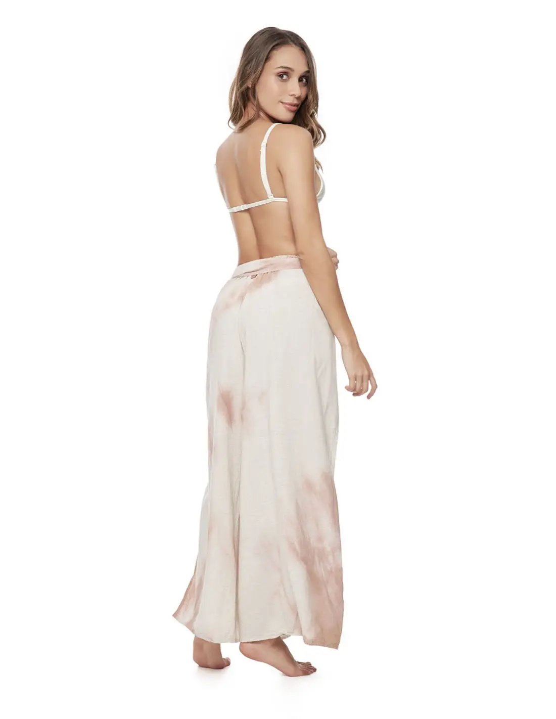 Pantalón Air Spotted Beige. Pantalón De Playa Teñido A Mano Color Spotted Beige. Entreaguas