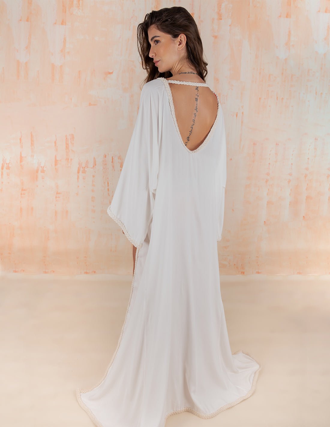 Kimono Bahia Marfil. Salida De Baño Kimono Color Marfil. Entreaguas