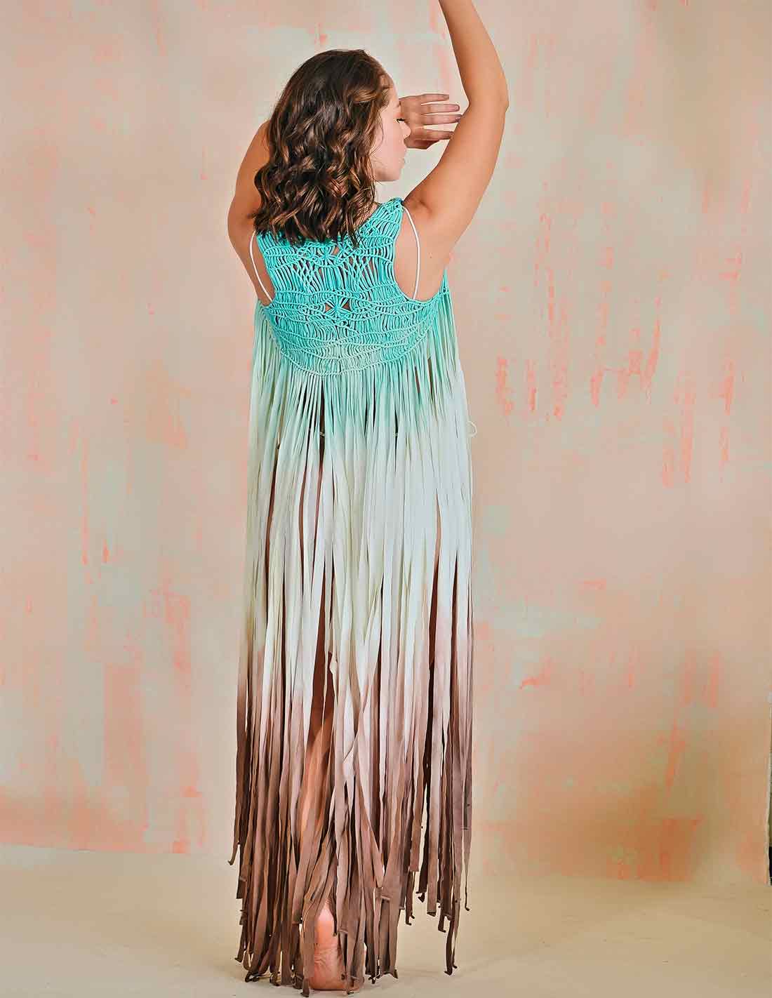 Chaleco Element Avaroa. Chaleco De Playa Con Macramé Y Teñido A Mano Color Avaroa. Entreaguas