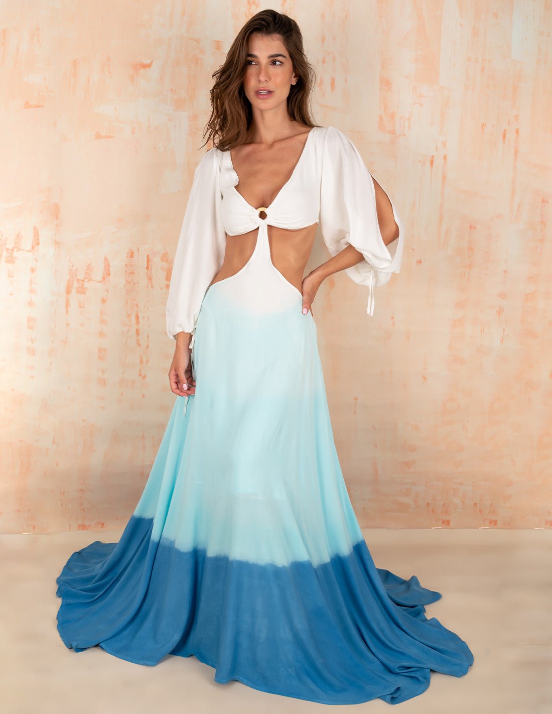 Vestido Guajira Turquoise + Oil Cristal + Ivory