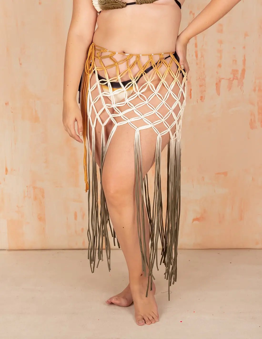 Pareo Santorini Ivory + Yellow + Green - Entreaguas Wearable Art